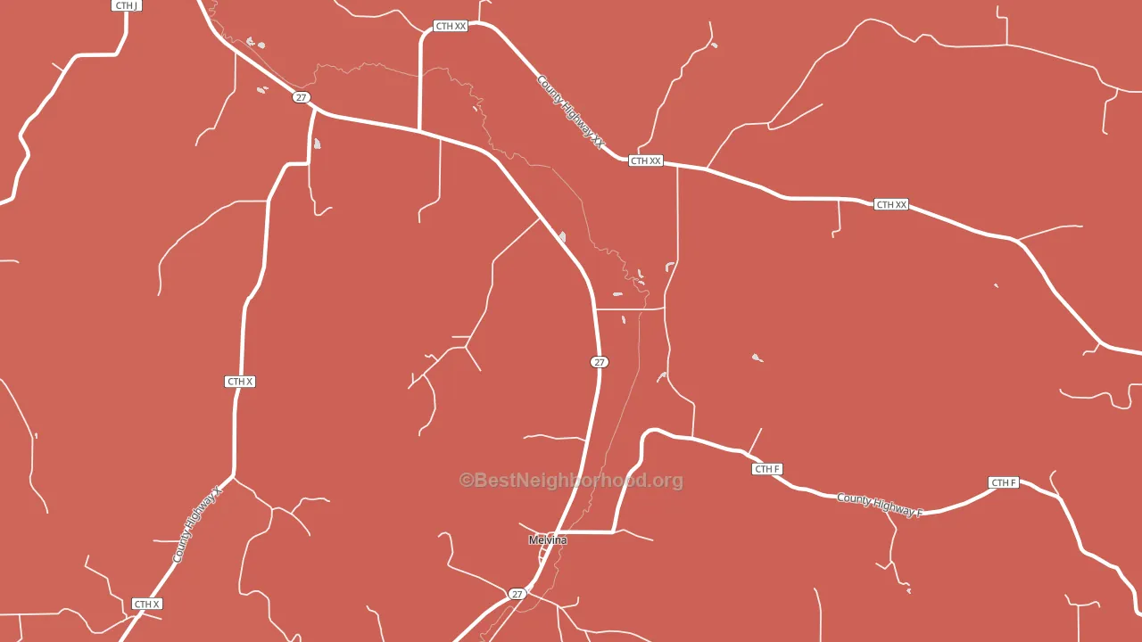 Melvina, WI block-group political-lean map