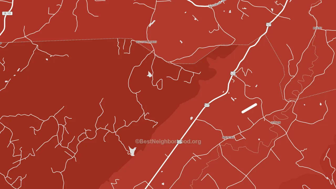 Melvine, TN block-group political-lean map