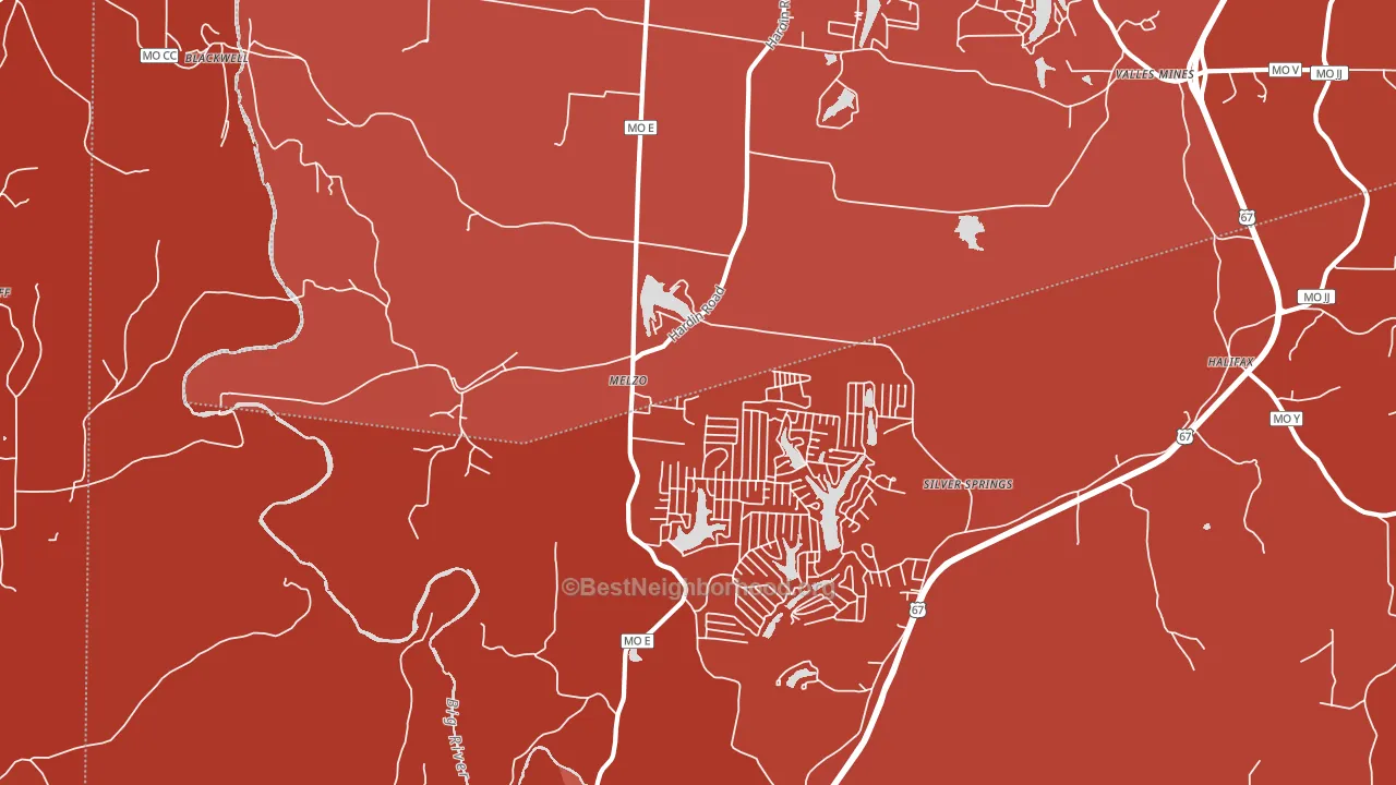 Melzo, MO block-group political-lean map