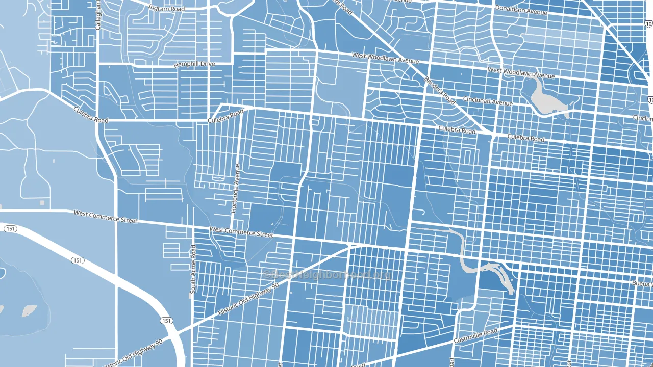 Memorial Heights, San Antonio, TX block-group political-lean map