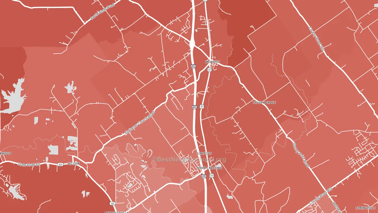 Memphis, IN block-group political-lean map