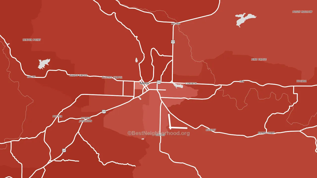 Mena, AR block-group political-lean map