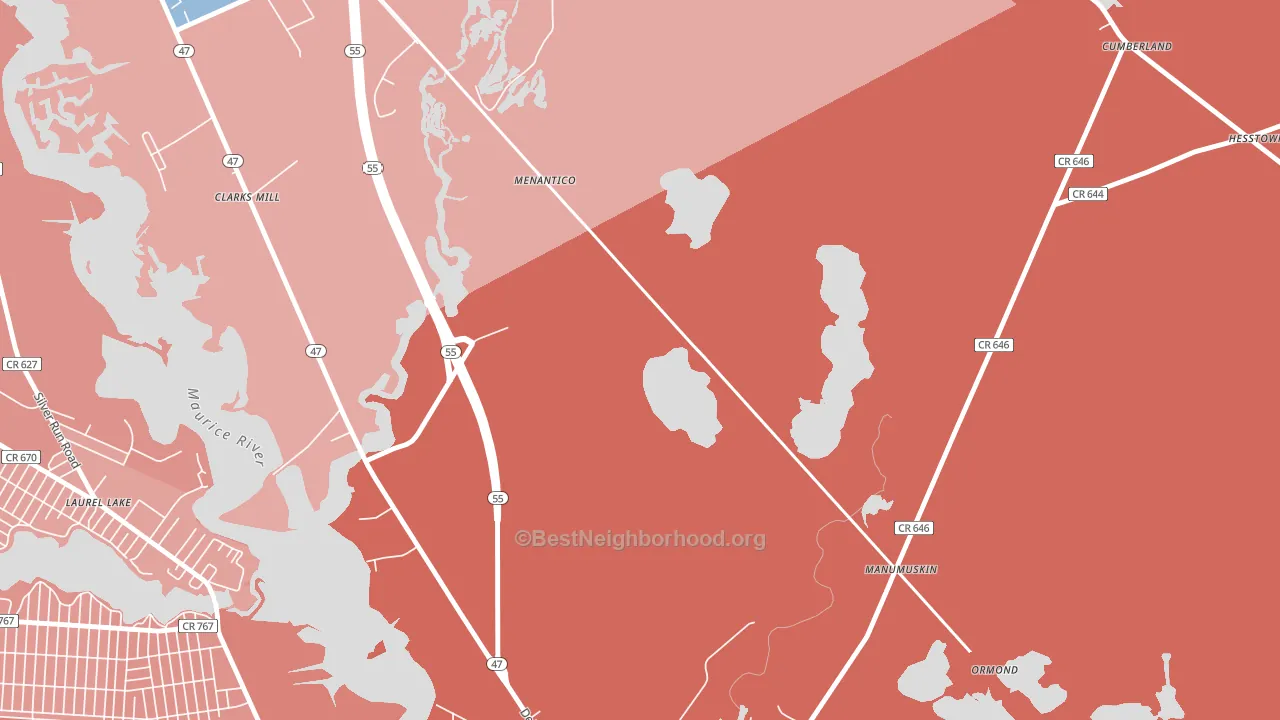 Menantico, NJ block-group political-lean map