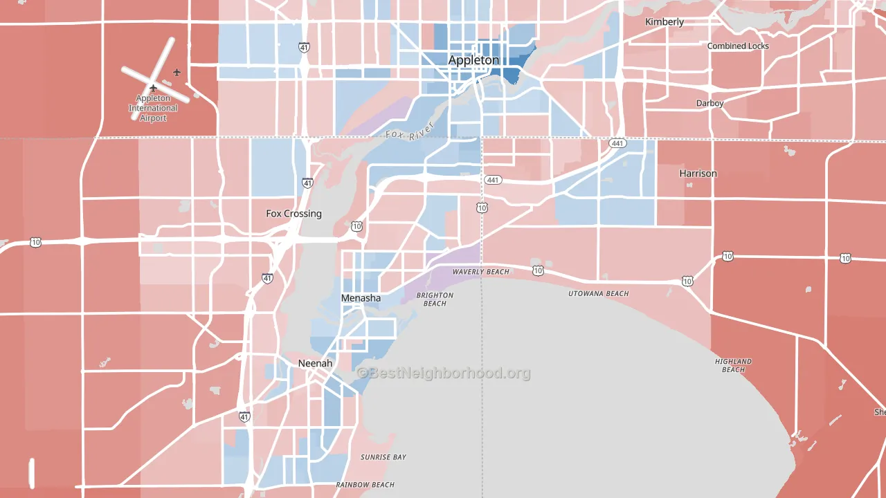 Menasha, WI block-group political-lean map