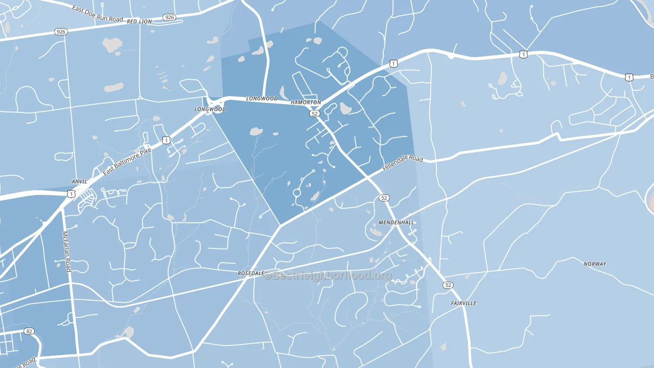 Mendenhall, PA block-group political-lean map