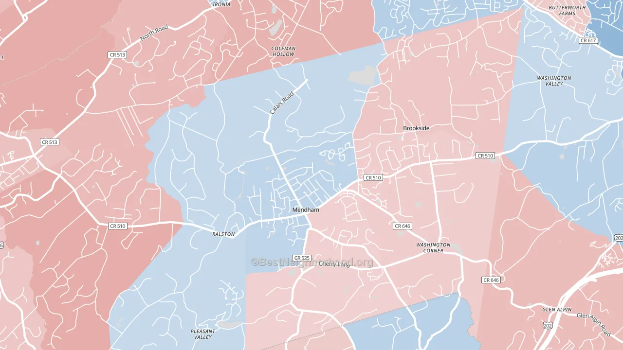 Mendham, NJ block-group political-lean map