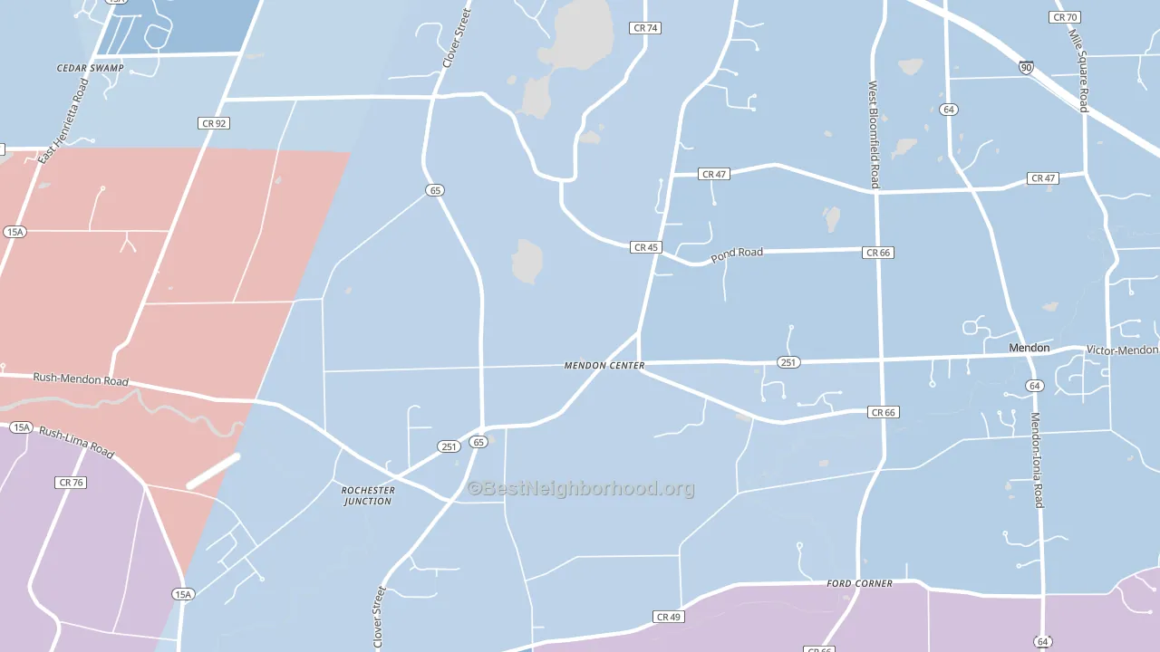Mendon Center, NY block-group political-lean map
