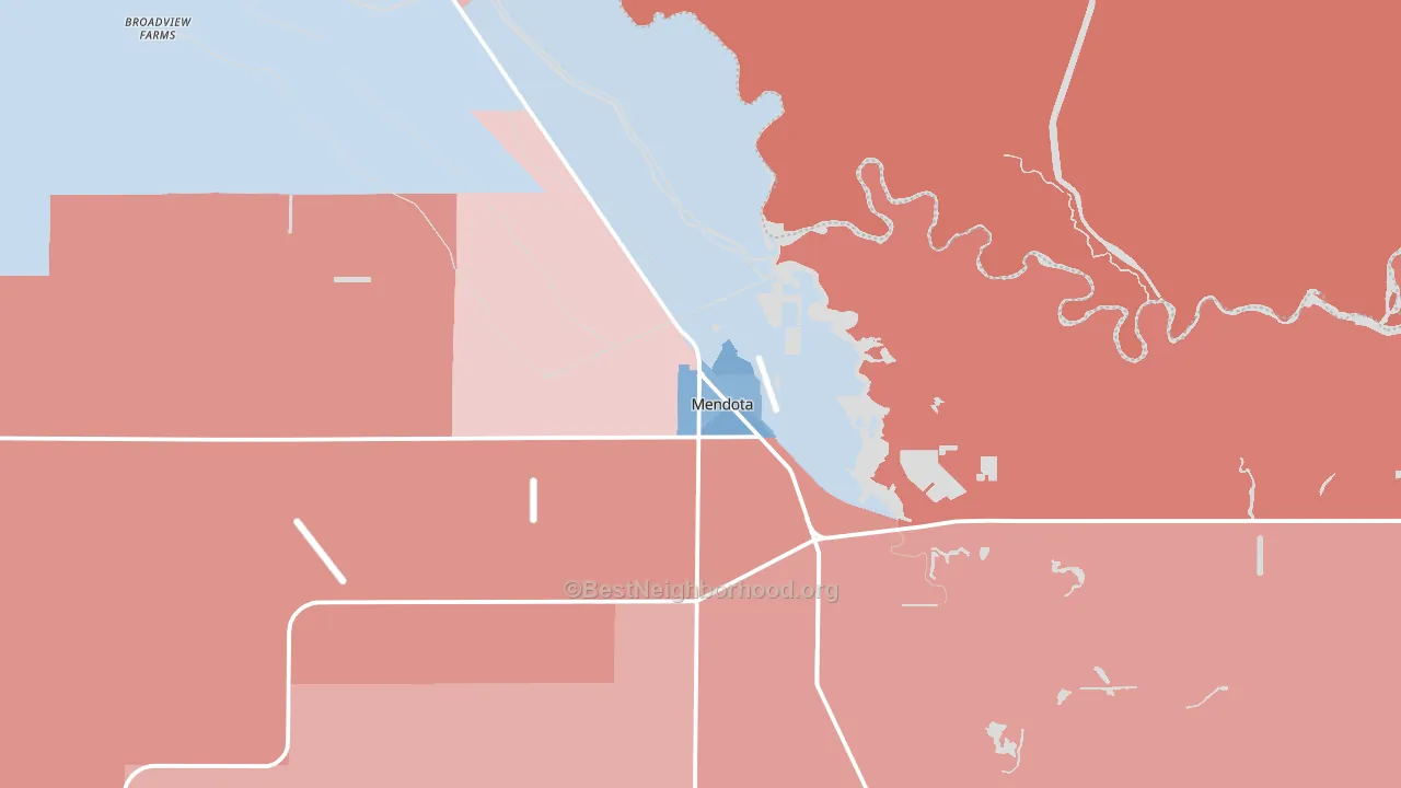 Mendota, CA block-group political-lean map