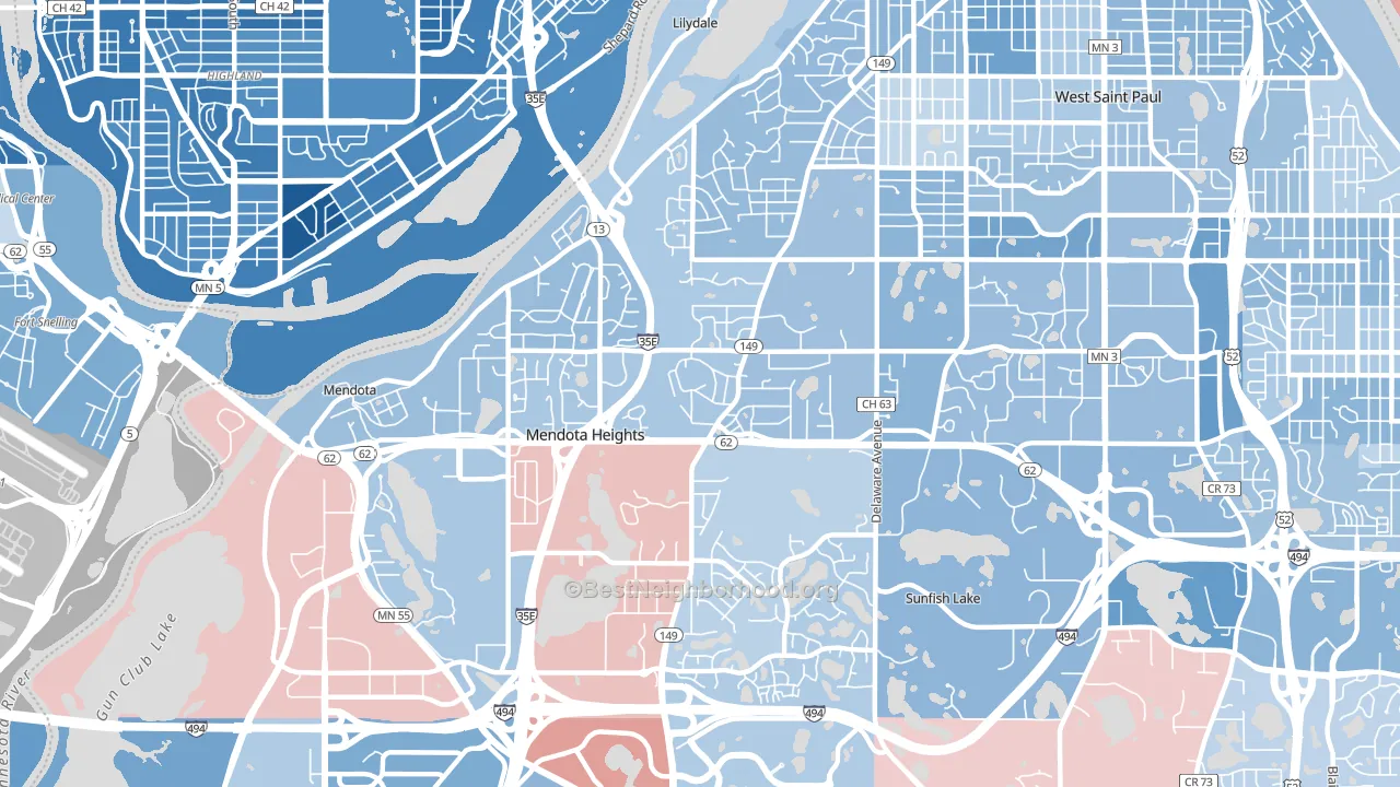 Mendota Heights, MN block-group political-lean map