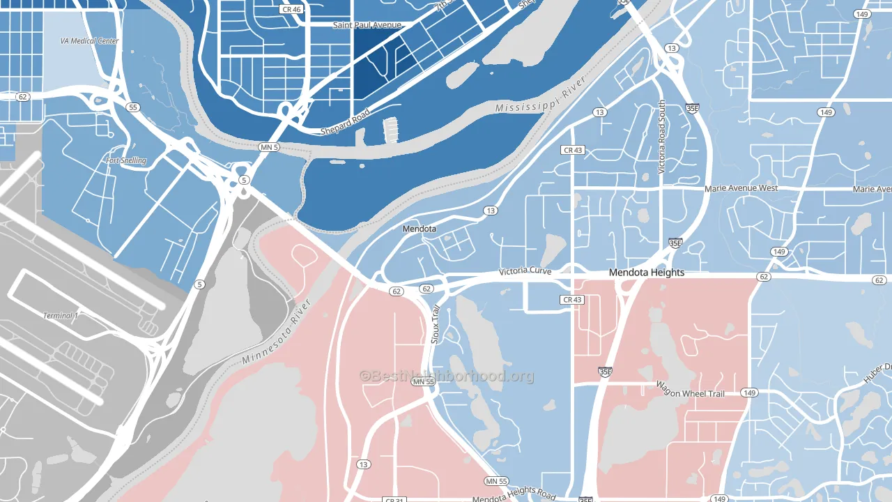 Mendota, MN block-group political-lean map