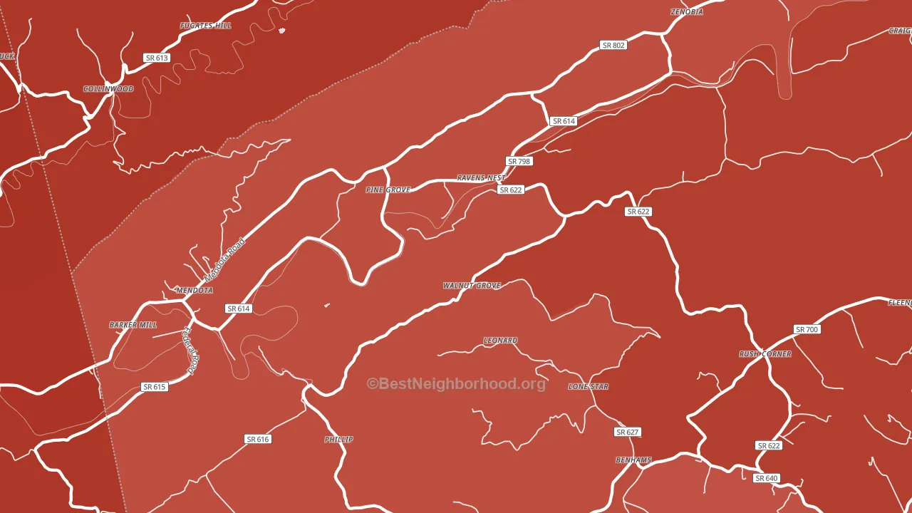Mendota, VA block-group political-lean map