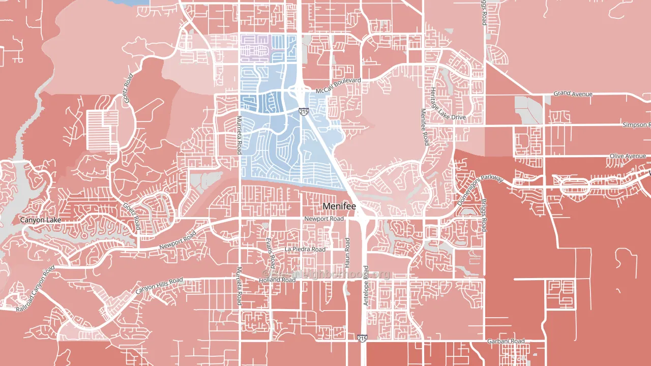 Menifee, CA block-group political-lean map