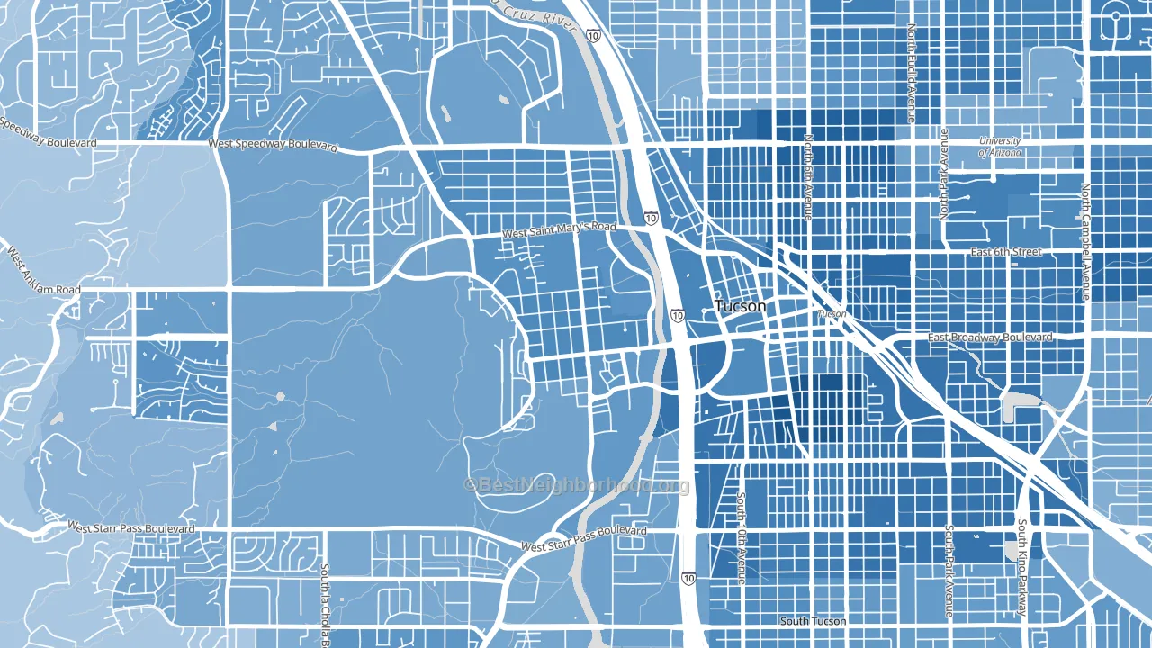 Menlo Park, Tucson, AZ block-group political-lean map