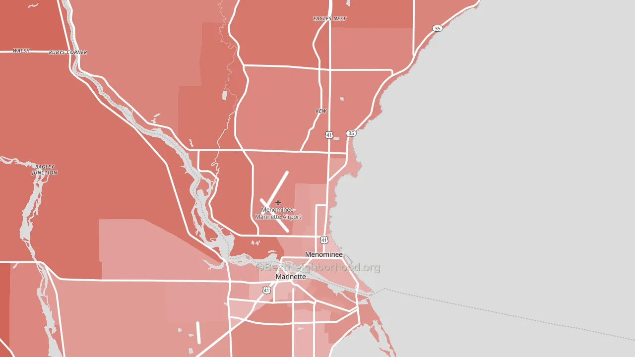 Menominee, MI block-group political-lean map