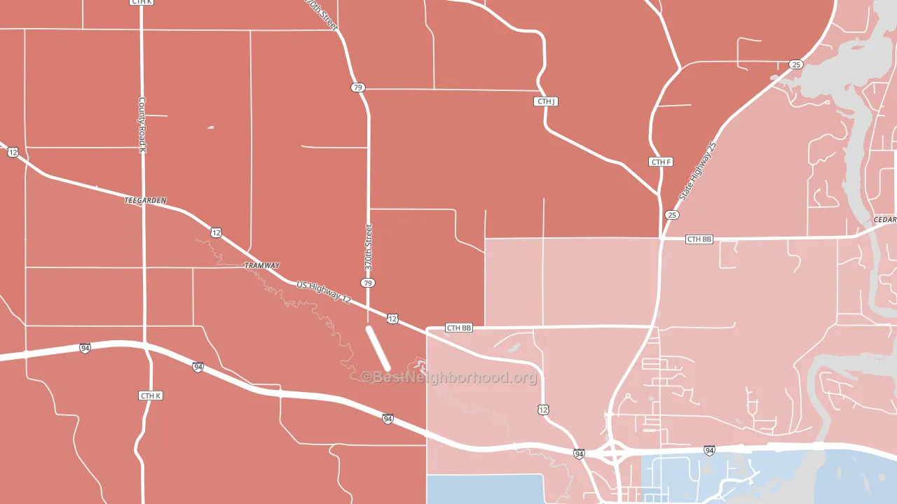 Menomonie Junction, WI block-group political-lean map