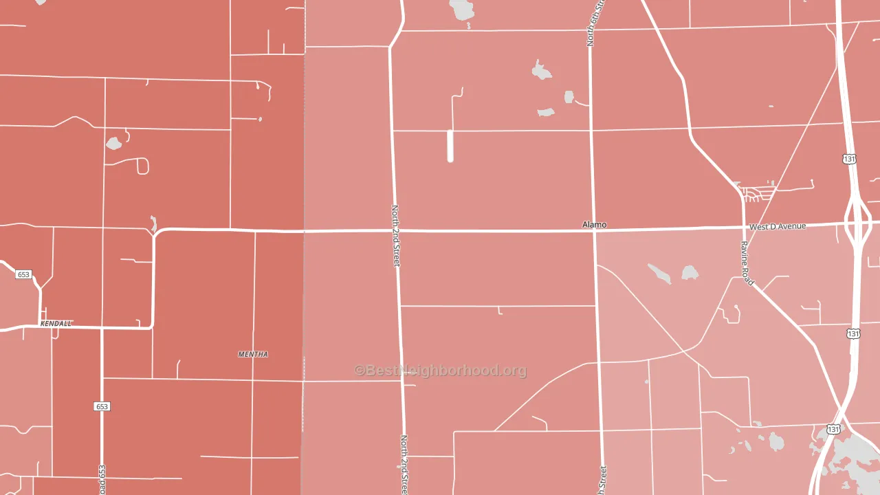 Mentha, MI block-group political-lean map