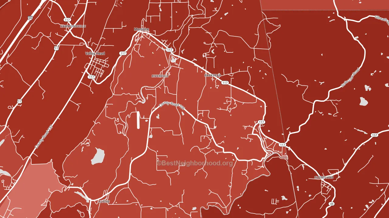 Mentone, AL block-group political-lean map