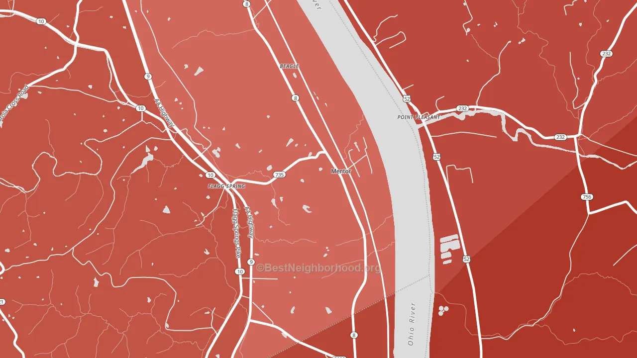Mentor, KY block-group political-lean map