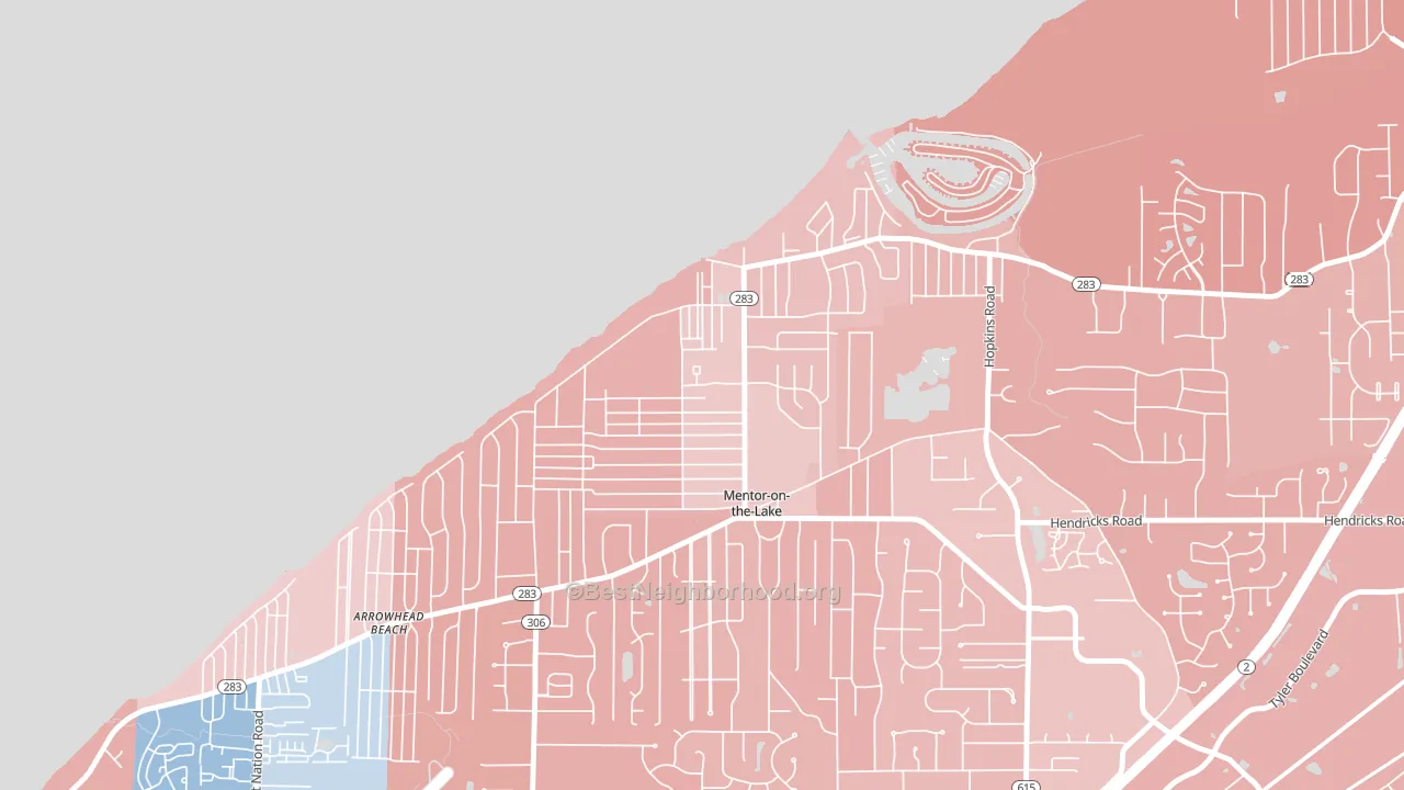 Mentor-on-the-Lake, OH block-group political-lean map