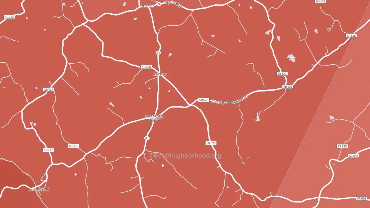 Mentow, VA block-group political-lean map