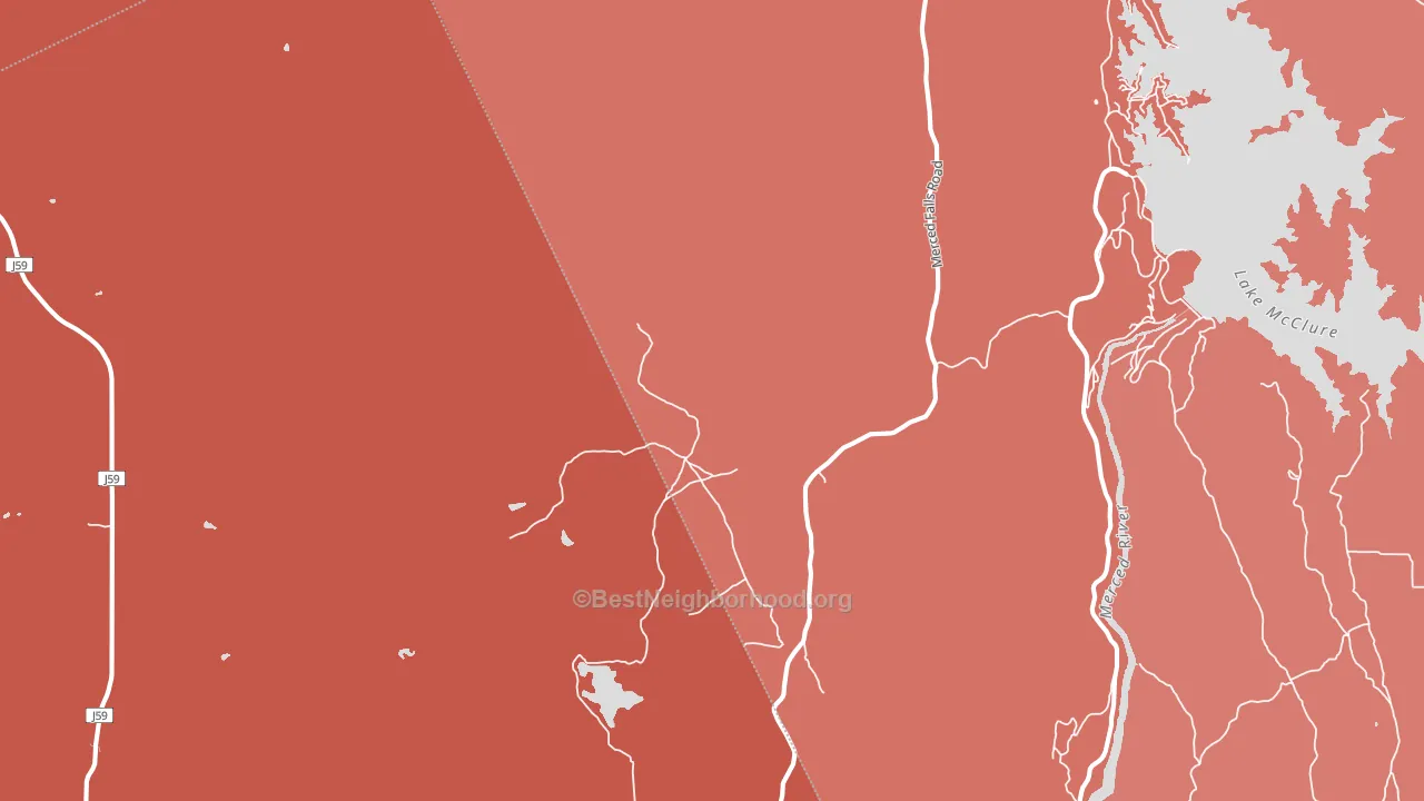 Merced Falls, CA block-group political-lean map