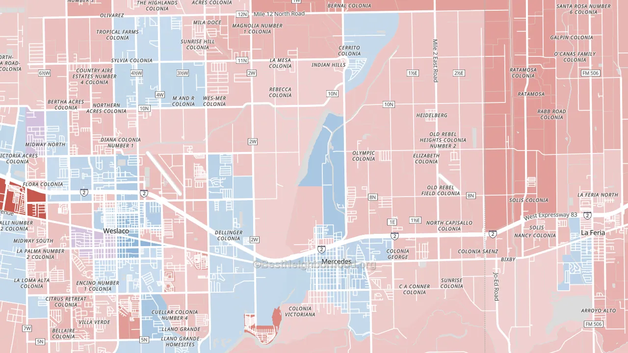 Mercedes, TX block-group political-lean map