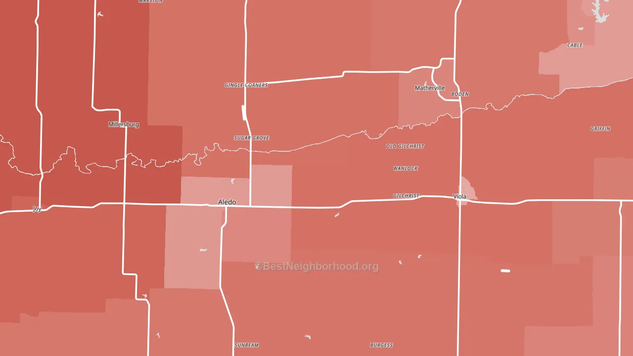 Mercer County, IL block-group political-lean map
