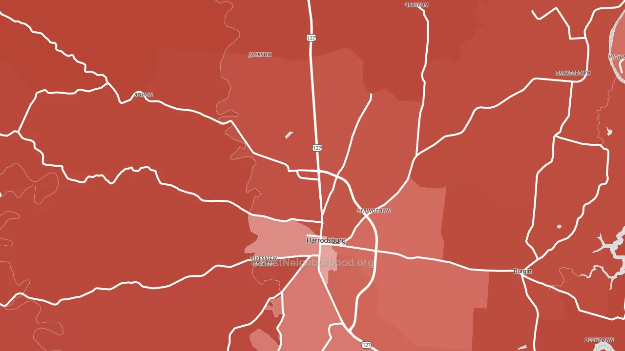 Mercer County, KY block-group political-lean map