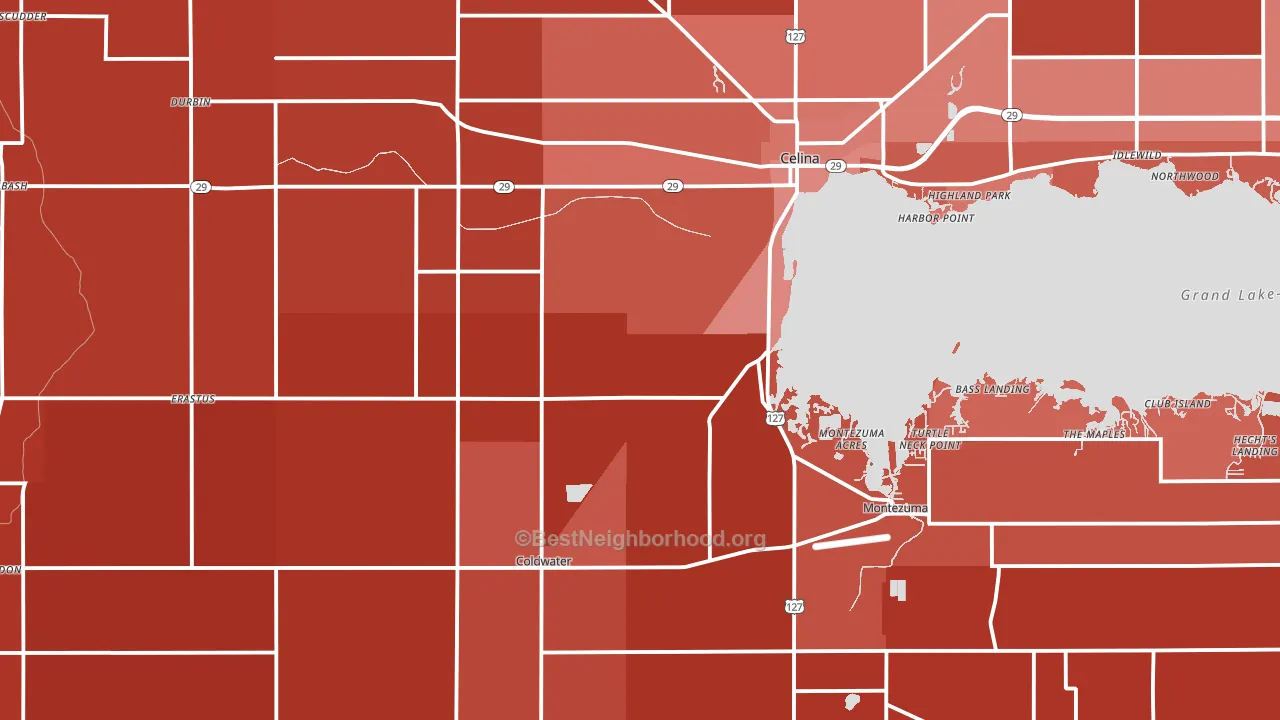 Mercer County, OH block-group political-lean map