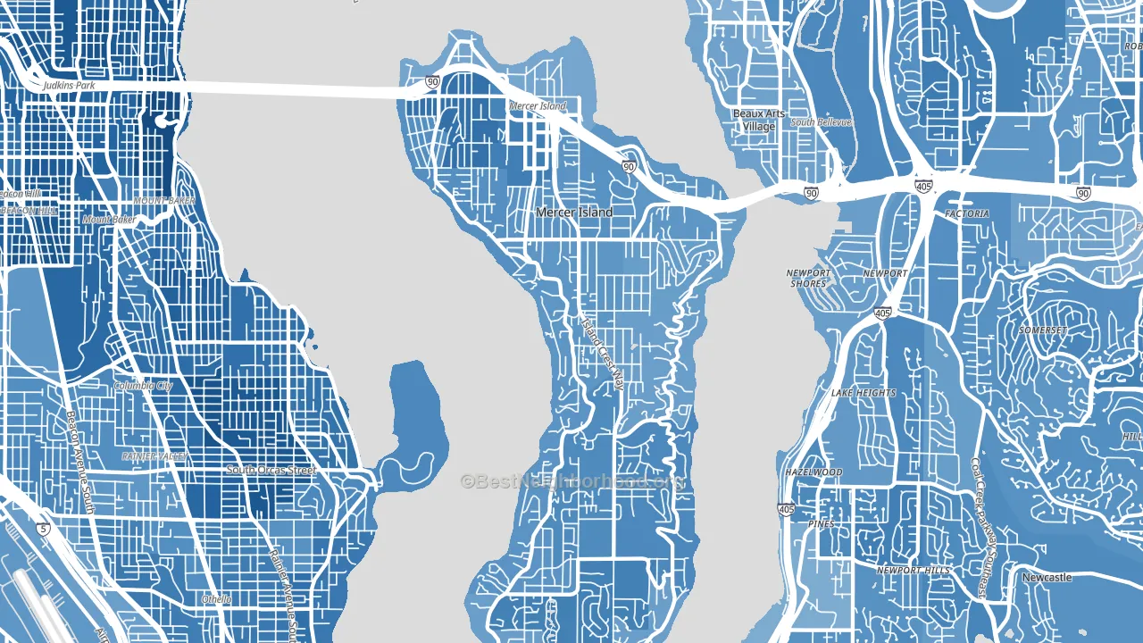Mercer Island, WA block-group political-lean map