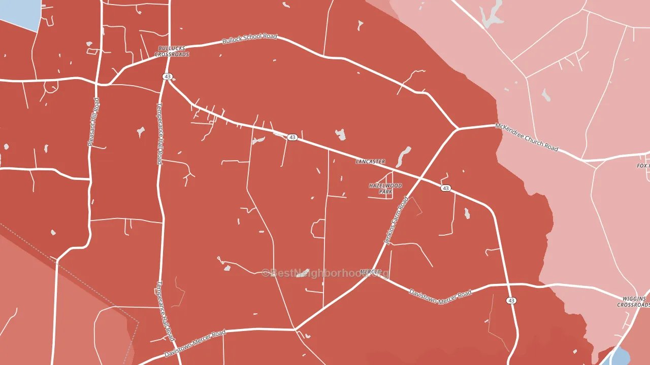 Mercer, NC block-group political-lean map