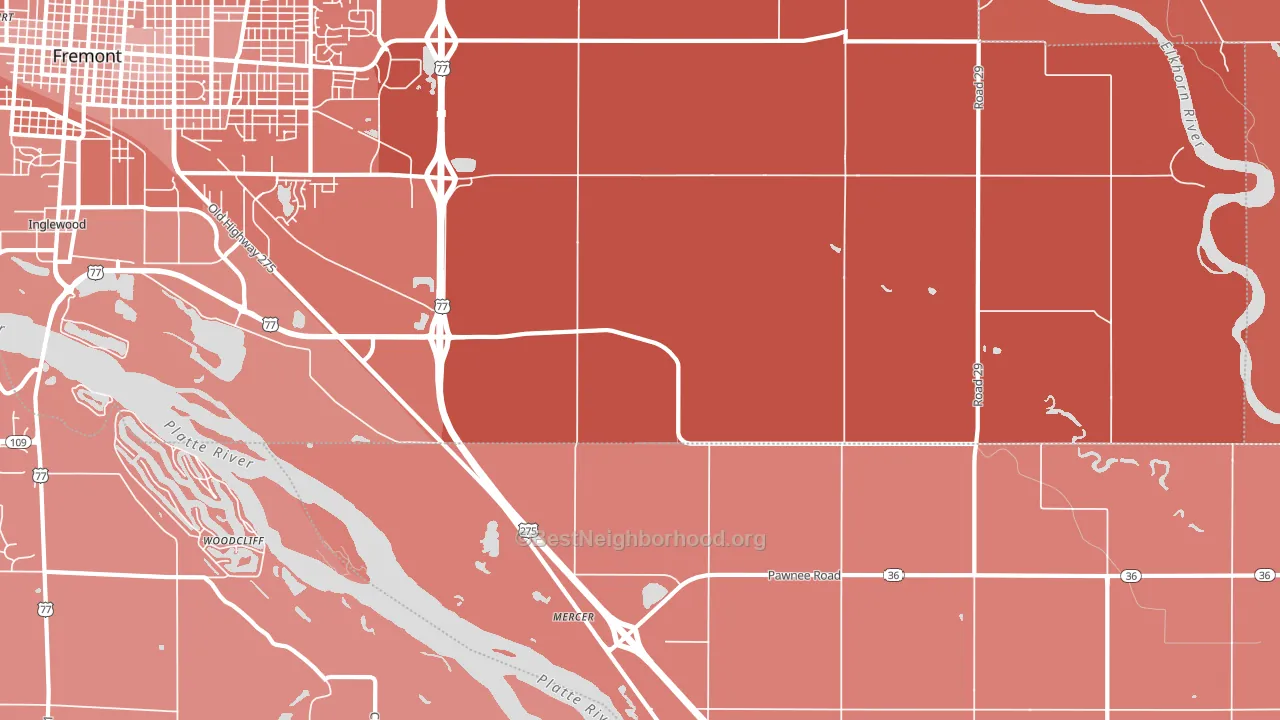 Mercer, NE block-group political-lean map