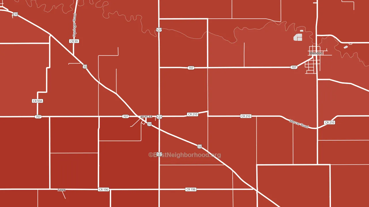 Mercer, OH block-group political-lean map