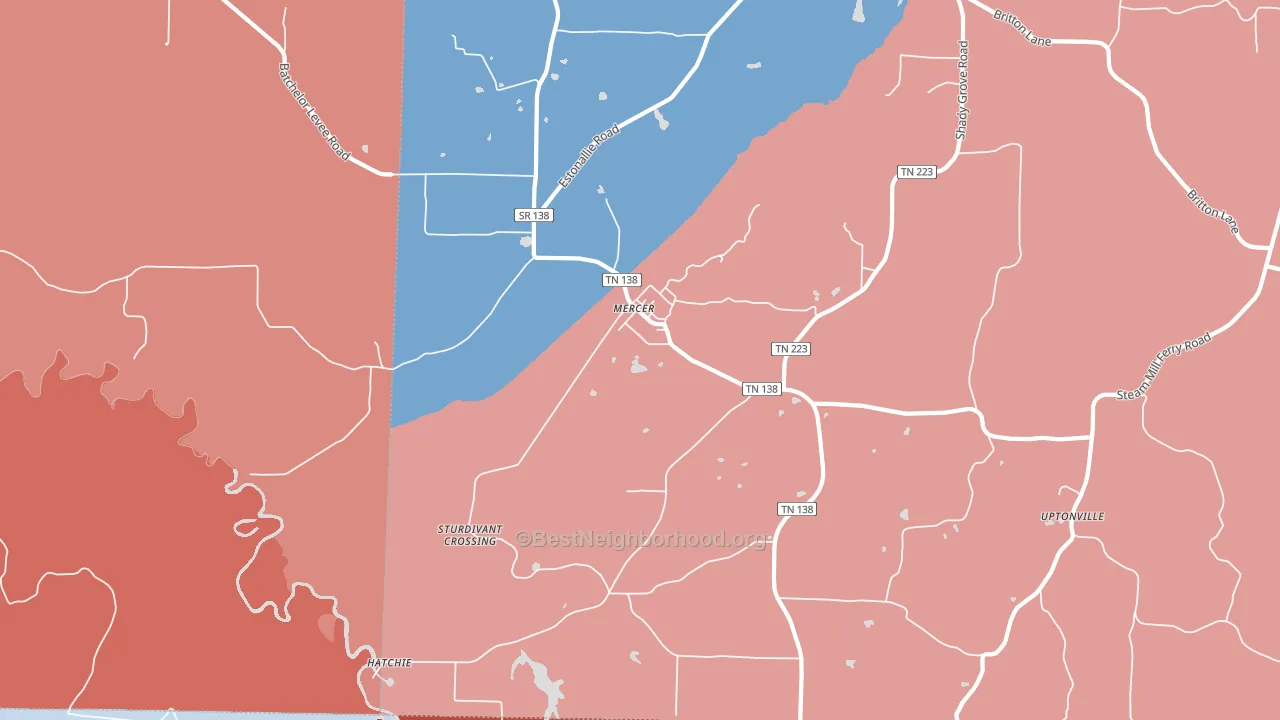Mercer, TN block-group political-lean map