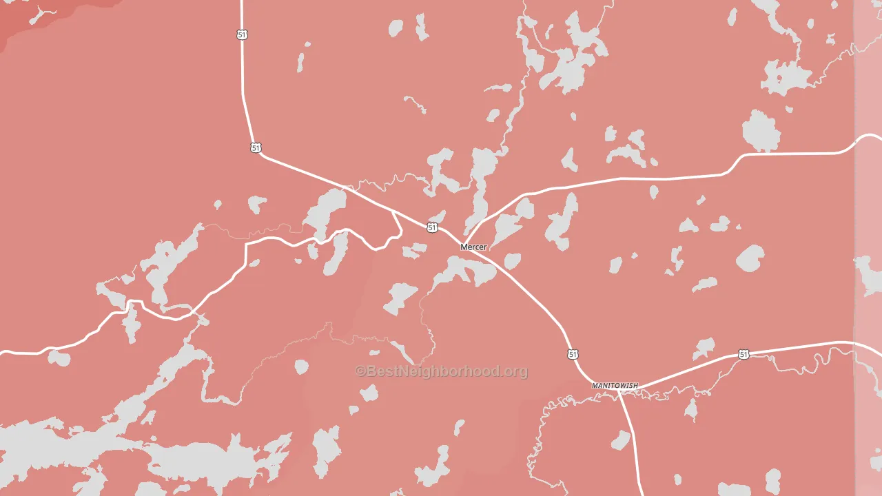 Mercer, WI block-group political-lean map