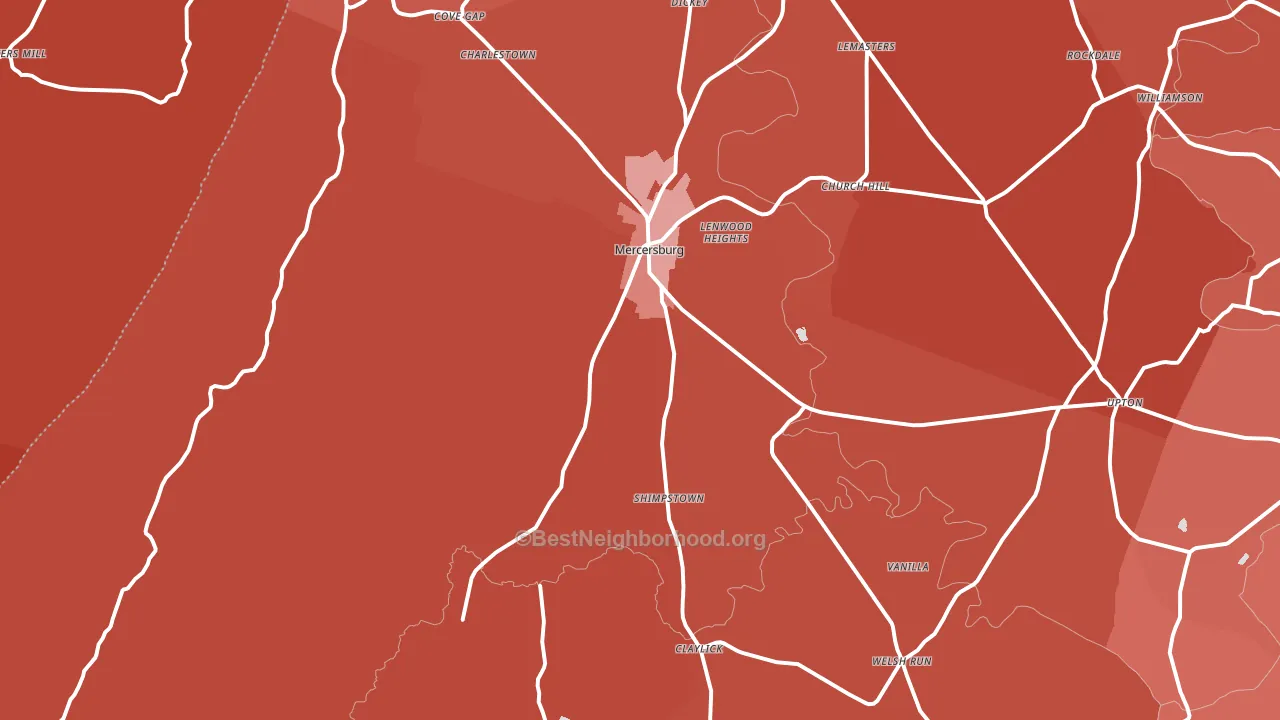 Mercersburg, PA block-group political-lean map