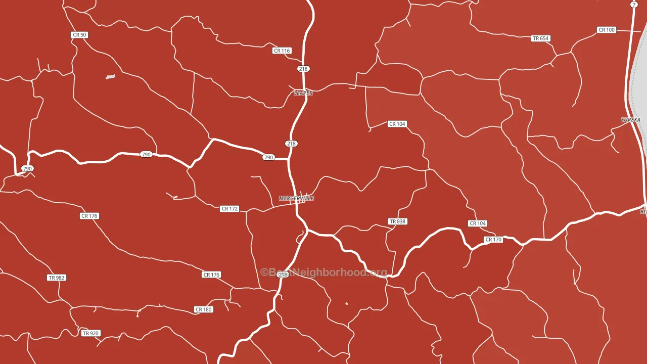Mercerville, OH block-group political-lean map