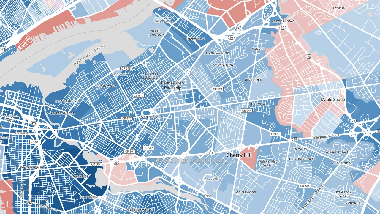 Merchantville, NJ block-group political-lean map