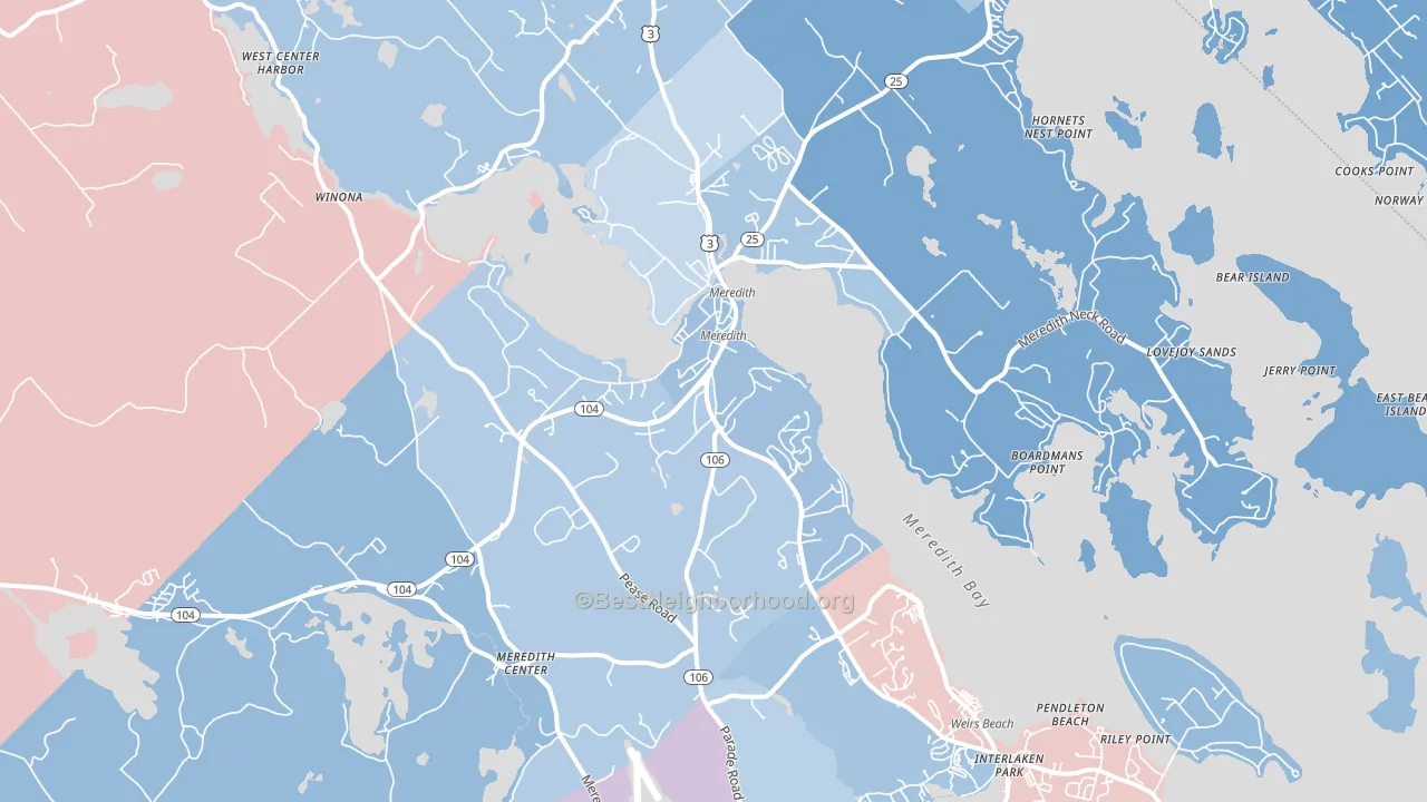Meredith, NH block-group political-lean map