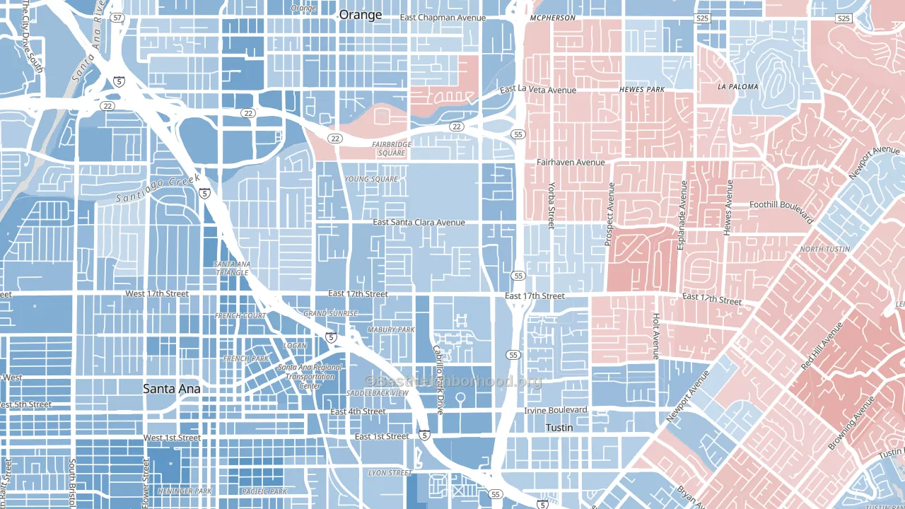 Meredith Parkwood, Santa Ana, CA block-group political-lean map