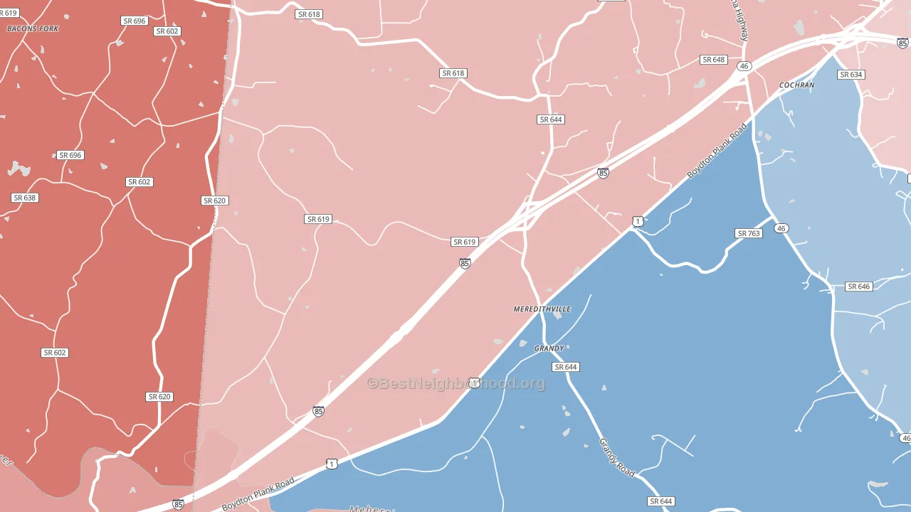 Meredithville, VA block-group political-lean map