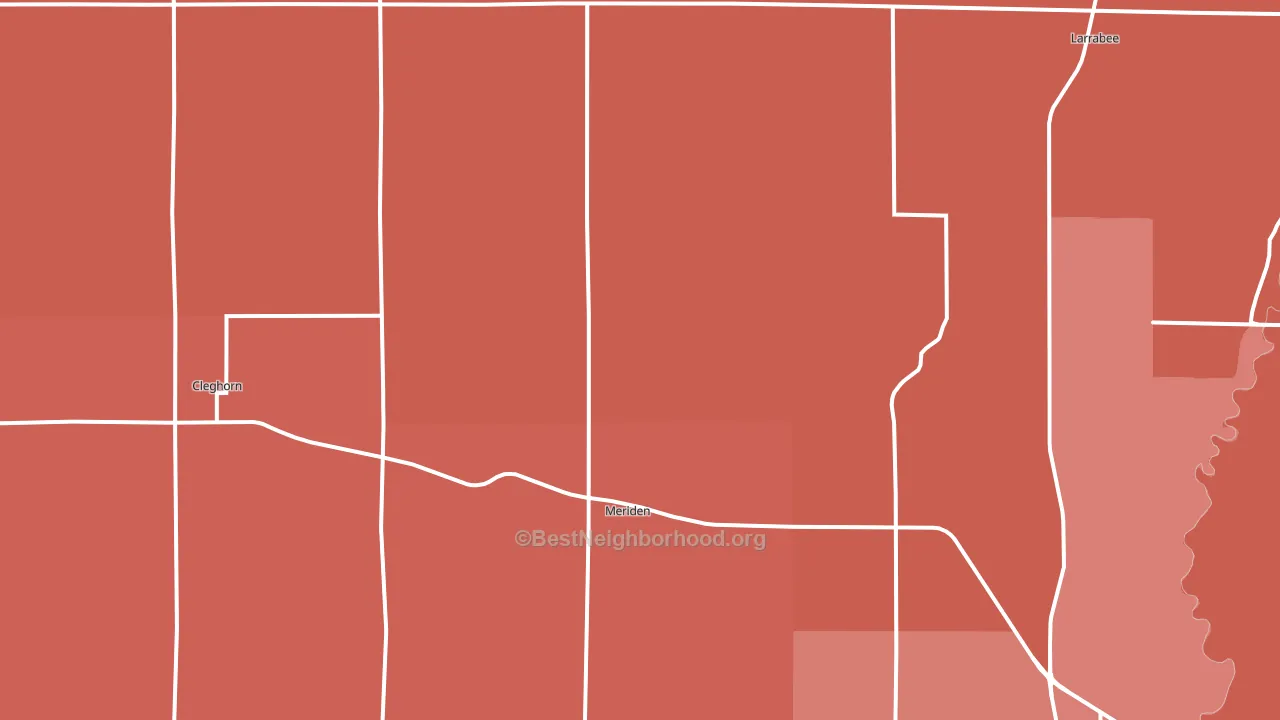 Meriden, IA block-group political-lean map