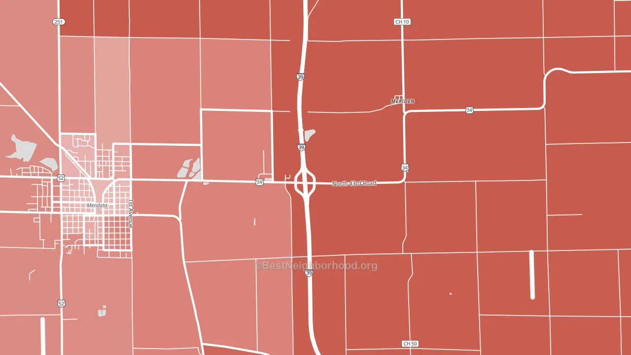 Meriden, IL block-group political-lean map