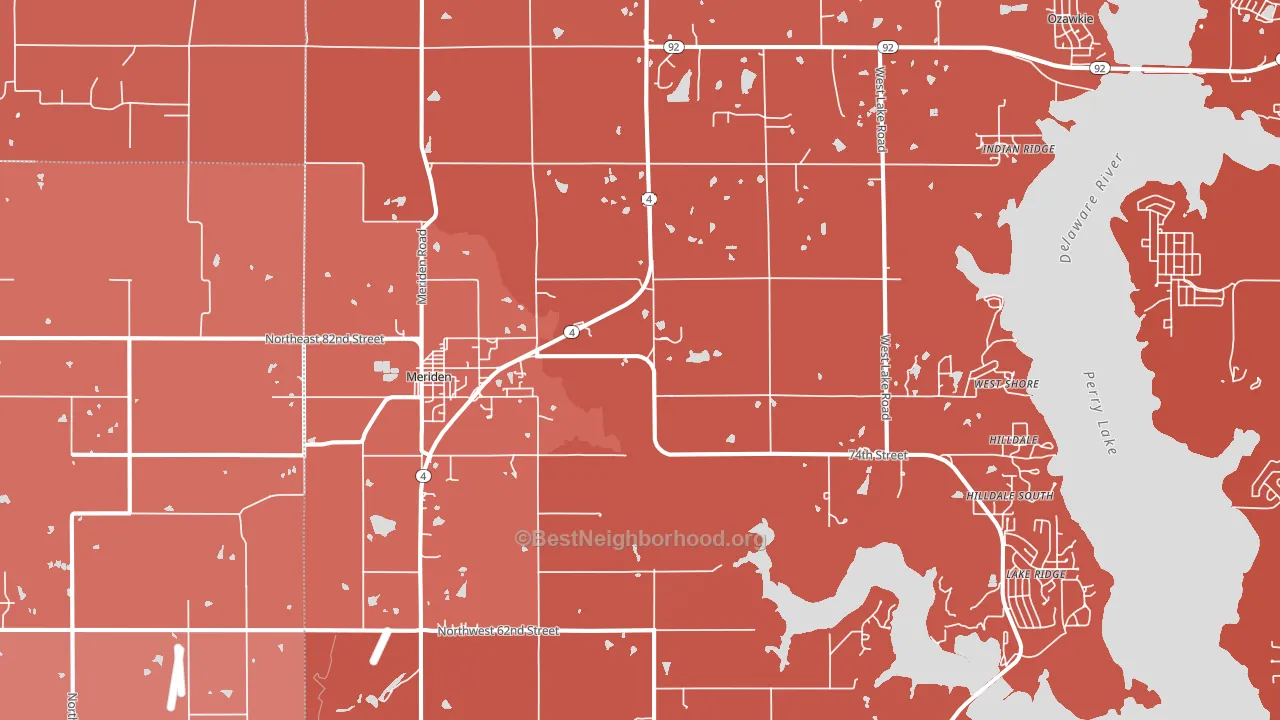 Meriden, KS block-group political-lean map