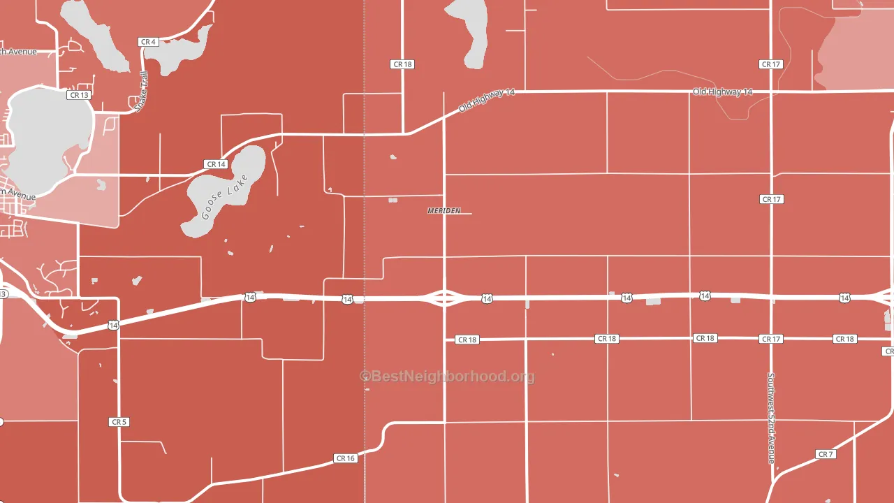 Meriden, MN block-group political-lean map
