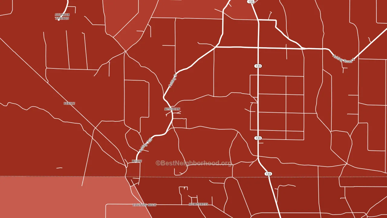 Meridian, AR block-group political-lean map