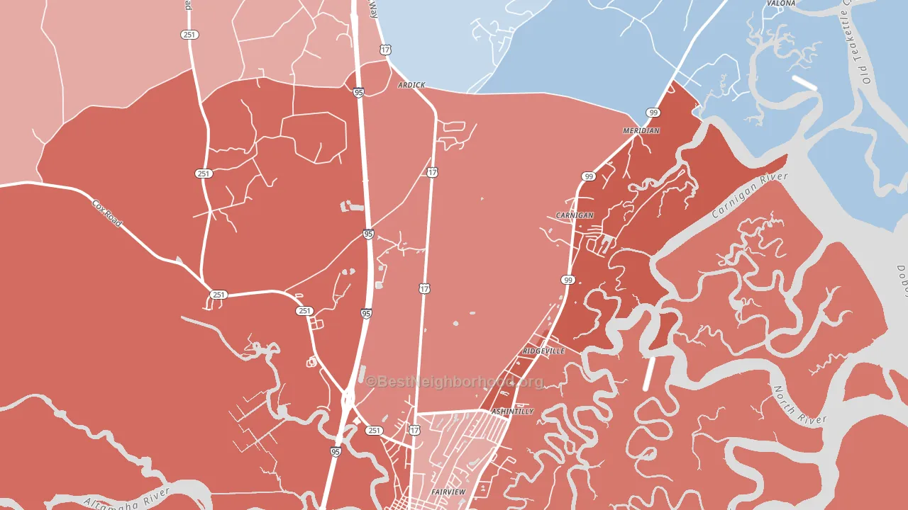 Meridian, GA block-group political-lean map