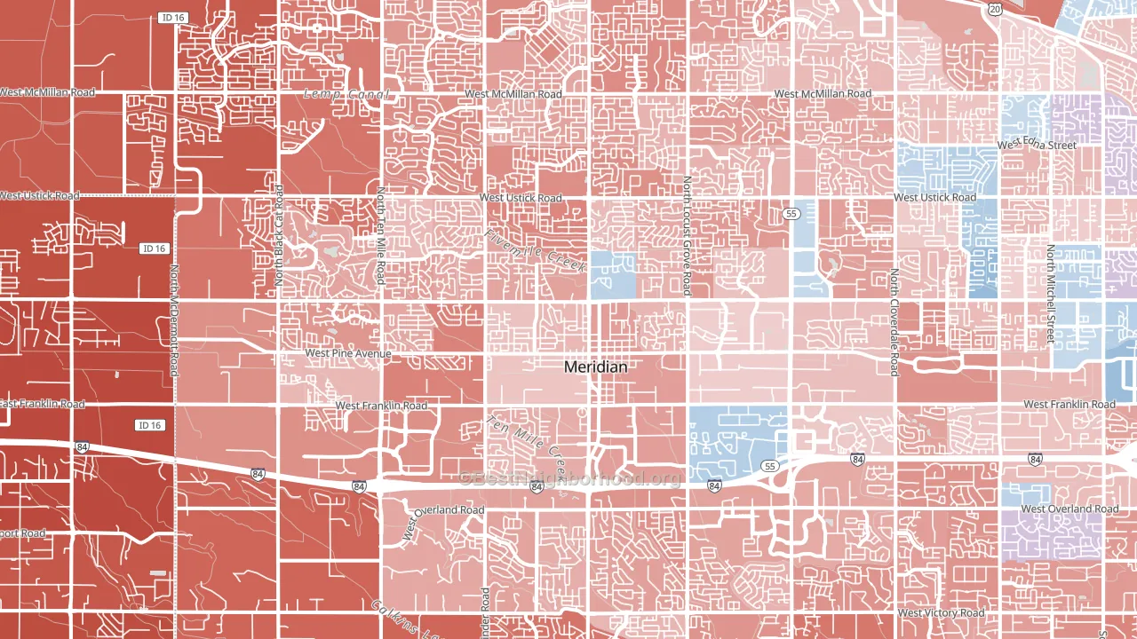Meridian, ID block-group political-lean map