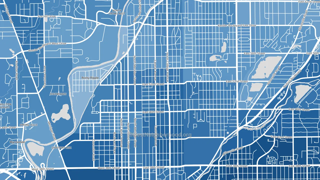 Meridian-Kessler, Indianapolis, IN block-group political-lean map