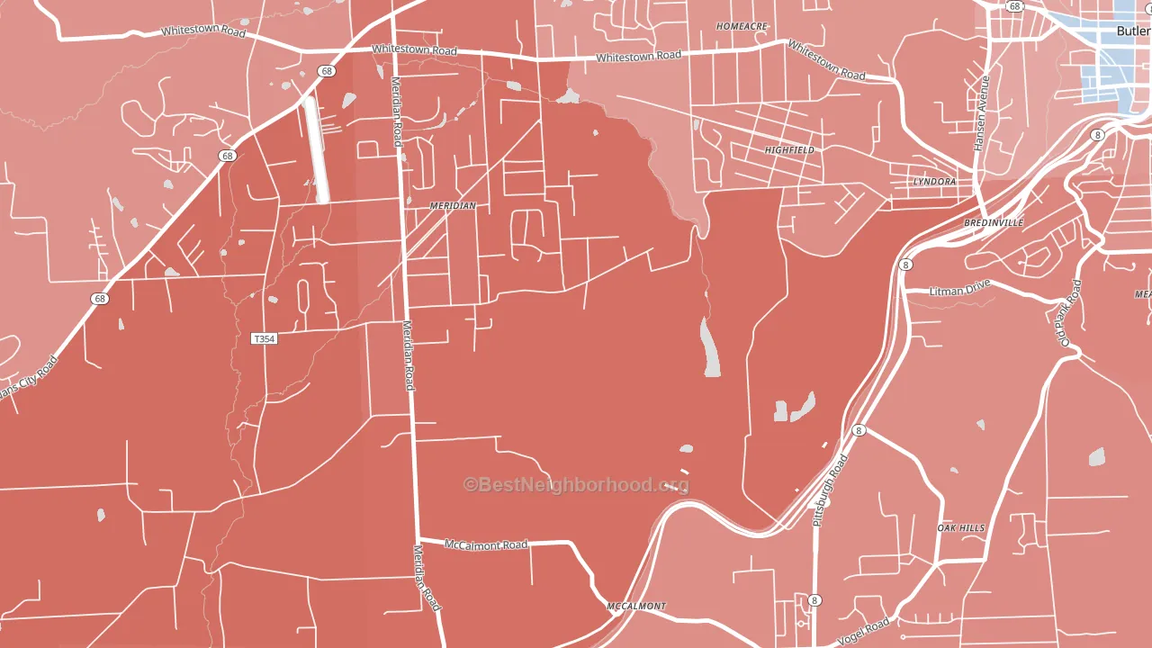Meridian, PA block-group political-lean map